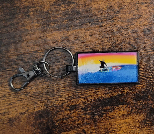 Sunset Surfer Keychain