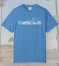 Bluecomfort colors shirt featuring white DTF graphic od a sailboat cruising along the ocean